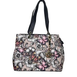 Bueno Floral Butterfly Hand Bag - Black and Pink
